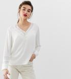 Warehouse Blouse With V-neck In White - White