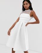 Asos Design Organza Panel Prom Midi Dress - White