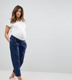 Asos Maternity Soft Peg Pants In Polka Dot With Under The Bump Waistband - Blue