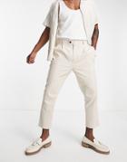Gianni Feraud Pleated Crop Pants In Cream-white