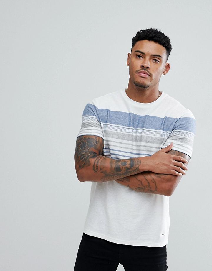 Boss Striped Textured T-shirt In White - White