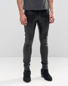 Asos Extreme Super Skinny Jeans In Faux Leather - Black