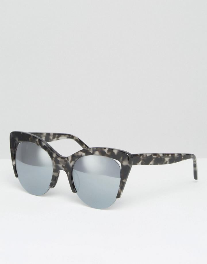 Vow London Handmade Cut Out Cat Eye Sunglasses - Mono Fleck