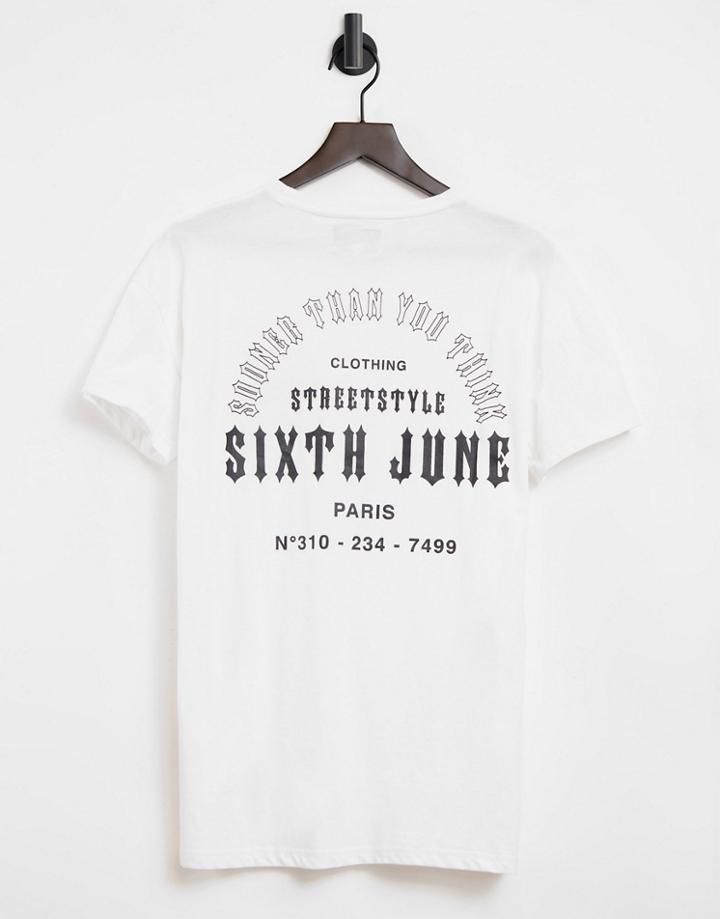 Sixth June Sooner Than You Think Back Print T-shirt In White