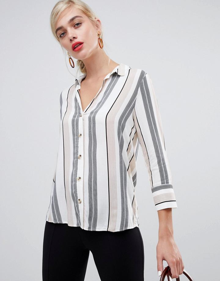 Stradivarius Long Sleeve Shirt In Stripe - Black