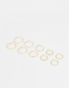 Designb Pack Of 5 Mixed Hoop Earrings In Gold Tone