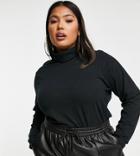Madewell Plus Cotton Long Sleeve Turtleneck T-shirt In Black