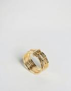 Nylon Triple Band Gold Plated Ring - Gold
