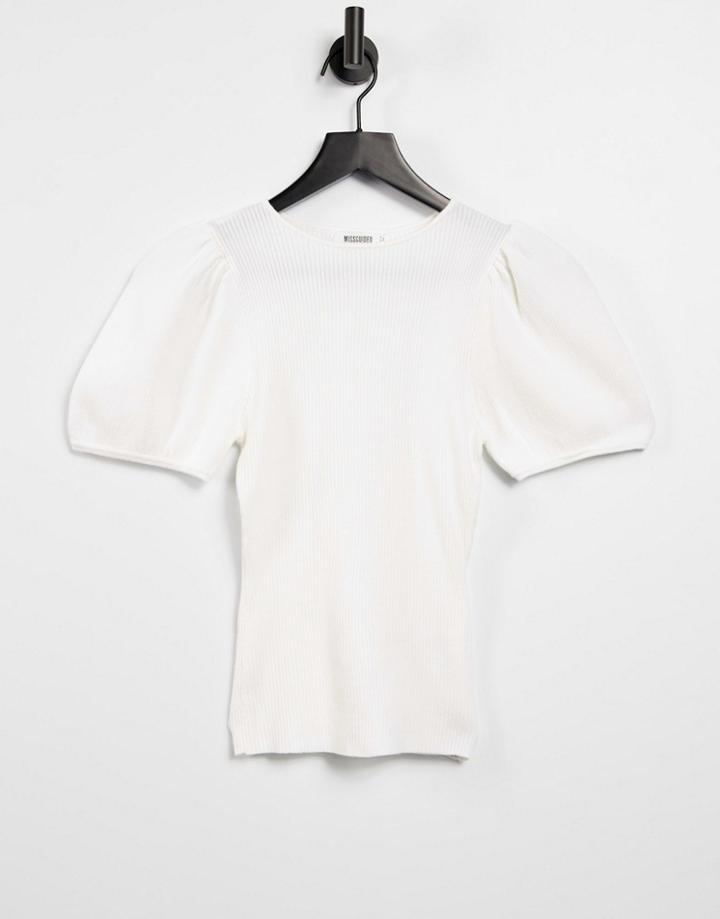 Missguided Top With Puff Sleeves In White