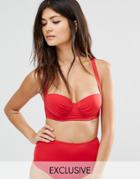 Wolf & Whistle Slinkly Strappy Back Bikini Top B-g Cup - Red
