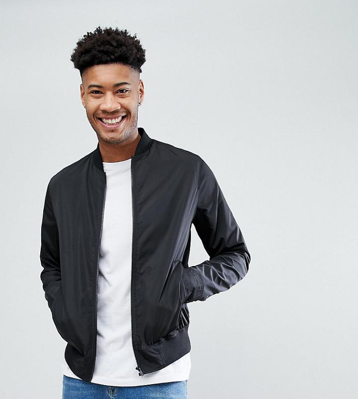 Asos Tall Bomber Jacket In Black - Black