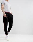 Asos Knitted Co-ord Chenille Joggers With Stripe In Burgundy - Multi