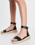 Truffle Collection Chunky Espadrille Flat Sandals In Black