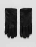Selected Homme Leather Gloves In Black - Black