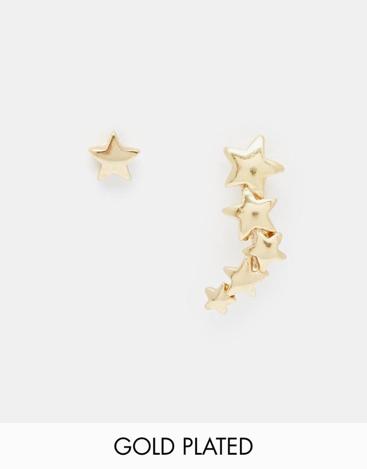 Pilgrim Gold Plated Star Cuff And Stud Earrings - Gold