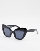 Aj Morgan Exaggerated Cat Eye Sunglasses-black