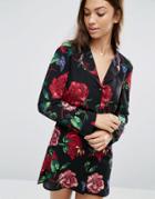 Asos Graffiti Floral Crepe Night Shirt - Multi