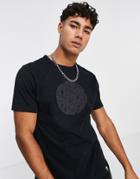 Pretty Green Tonal Wonderwall Paisley Print Logo T-shirt In Black