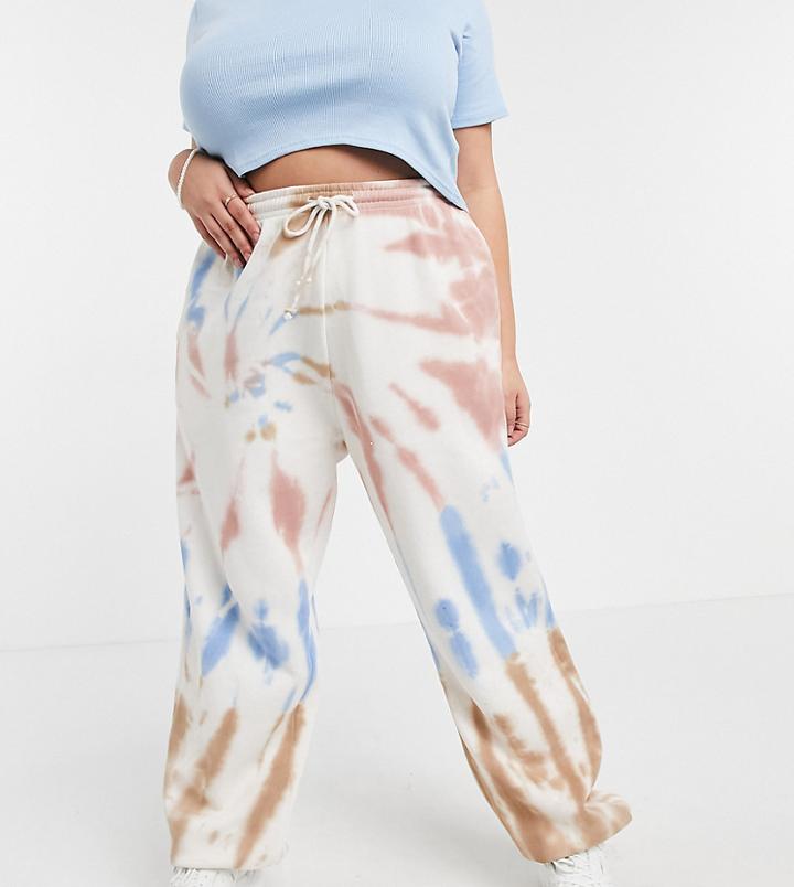 Daisy Street Plus Tie-dye High Waisted Sweatpants - Part Of A Set-multi