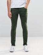 Asos Extreme Super Skinny Jeans In Green - Rosin