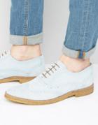 Walk London Duke Suede Oxford Brogue Shoes - Blue