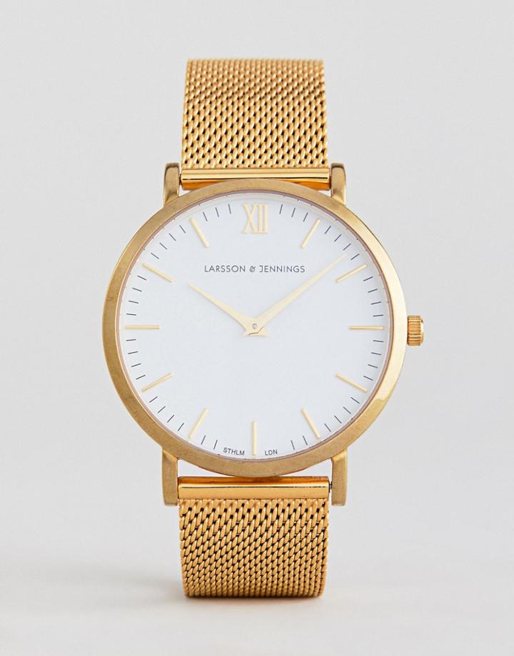 Larsson & Jennings Lugano Mesh Watch In Gold 40mm - Gold