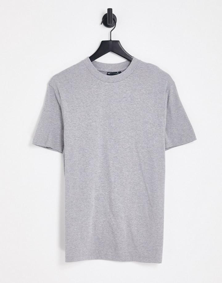 Asos Design T-shirt With Crew Neck In Gray Heather - Gray