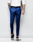 Noose & Monkey Tuxedo Suit Pants With Stretch And Jacquard In Super Skinny Fit - Blue