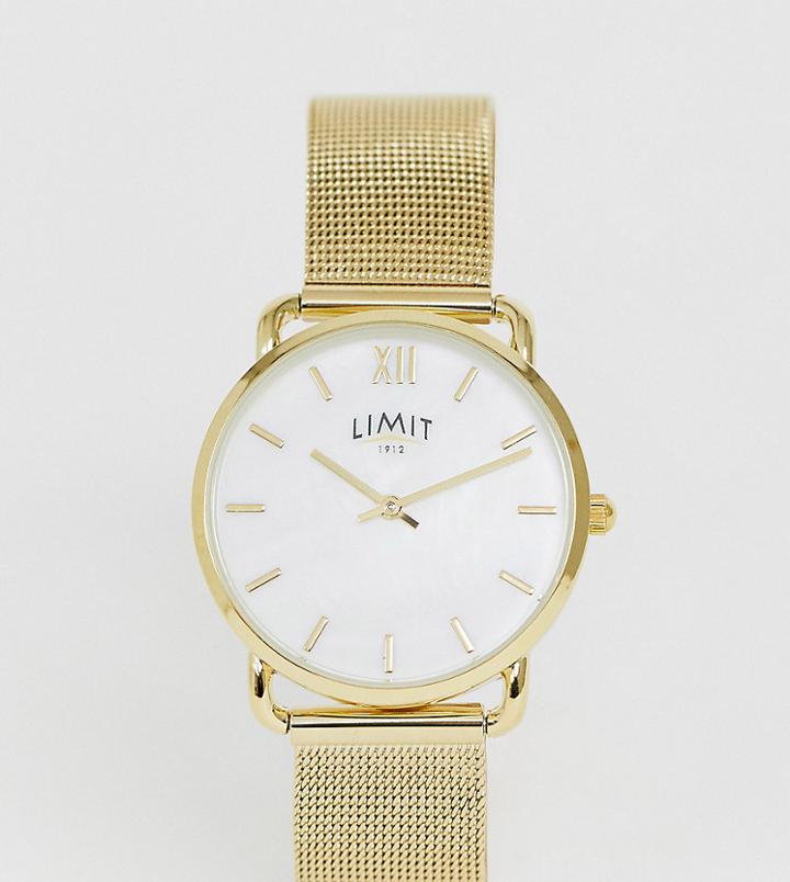 Limit Mesh Watch In Gold 33mm Exclusive To Asos