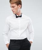 Asos Slim Shirt With Wing Collar And Bow Tie Set Save - White