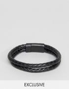Seven London Double Leather Bracelet In Black Exclusive To Asos - Black