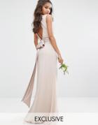 Tfnc Wedding High Neck Maxi Dress With Bow Back - Pink