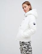 Boohoo Padded Jacket With Hood In White - White