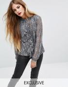 Religion Ruffle Shirt In Antique Lace - Gray