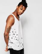 Asos Relaxed Tank With All Over Bird Print - Gray