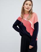 In Wear Paola Color Block Knit Sweater - Navy