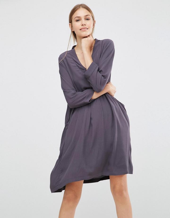 Just Female Lola Smock Dress - Gray