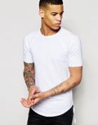 Asos Muscle T-shirt In Longline With Taping - White