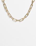 Monki Ashley Chunky Square Chain Necklace In Gold