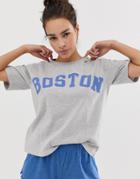 Asos Design Boston Jersey Pyjama Short Set With Lettuce Hem-multi