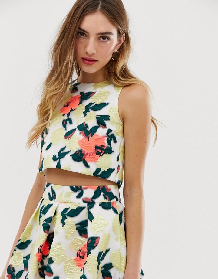 Chi Chi London Shell Top In Bright Jacquard-multi