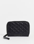 French Connection Quilted Zip Around Wallet In Black