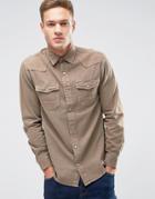 Jack & Jones Vintage Shirt With Press Stud Front In Regular Fit - Beig