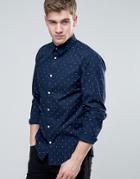 Jack & Jones Core Shirt In Slim Fit With All Over Ditsy Print - Navy