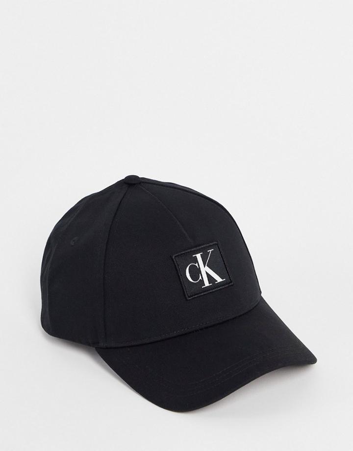 Calvin Klein Jeans Organic Cotton Logo Cap In Black