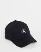 Calvin Klein Jeans Organic Cotton Logo Cap In Black