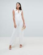 Forever Unique Tailored Jumpsuit With Cutout Detailing - White