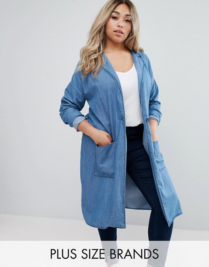 Junarose Denim Duster Coat - Blue