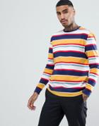 Asos Design Relaxed Long Sleeve Retro Stripe T-shirt - Multi