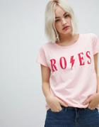 Blend She Daria Roses Lightening Print T-shirt - Pink
